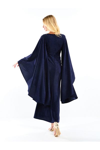 House of Moda By Styli Shimmered Look Extreme Flare Sleeves Maxi Dress