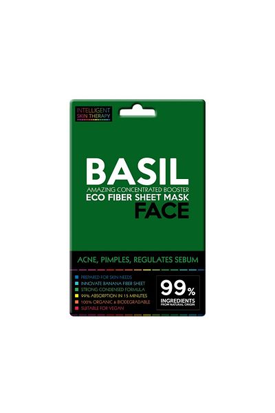 Intelligent Skin Therapy Acne, Pimples & Regulates Sebum Eco Fiber Sheet Mask Face Basil