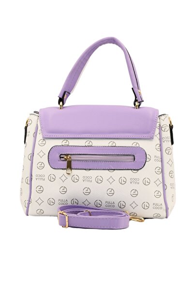 Morpelikan Women's Four Compartment Lock Closure White Monogram Hand Shoulder Bag