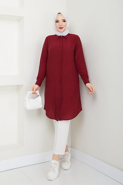 Kirazgym Linen Fabric Long Shirt Tunic
