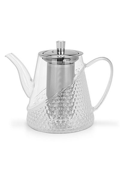 Fissman Glass Tea Pot with Stainless Steel Filter 1000mL, Borosilicate Glass Tea Pot Infuser