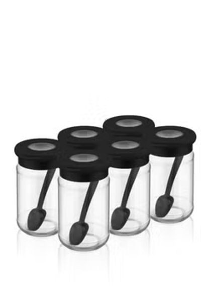 Generic Glass Containers with Lid and Plastic Spoon 6 Pcs Set