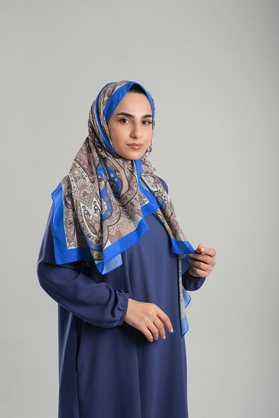 Giverny Ethnic Indigo Pattern Βαμβακερό σάλι - Cut Fiber, Ψηφιακή εκτύπωση 202122 _34