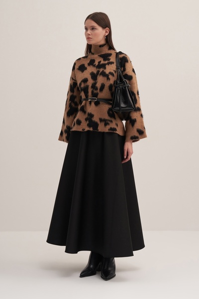 EBU Prive Women's Black Scuba Flared Skirt