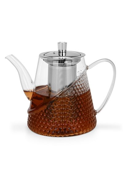 Fissman Glass Tea Pot with Stainless Steel Filter 1000mL, Borosilicate Glass Tea Pot Infuser