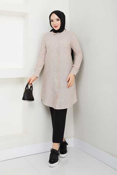 Kirazgym Linen Fabric Long Shirt Tunic