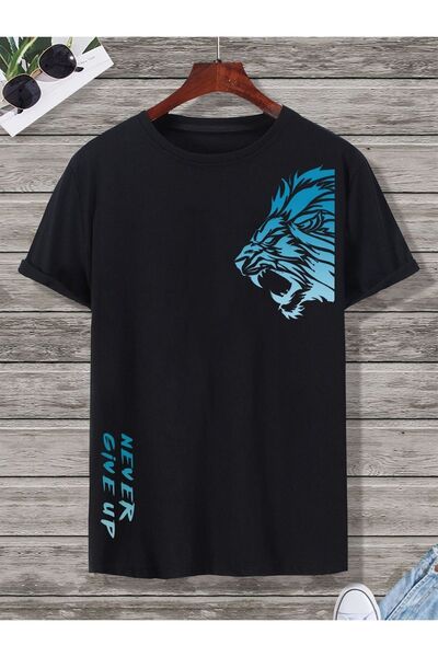 Ramer Унісекс синя футболка з написом Never Give Up