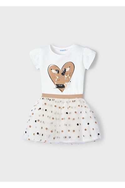 MAYORAL Heart Tutu Suit - Ecru