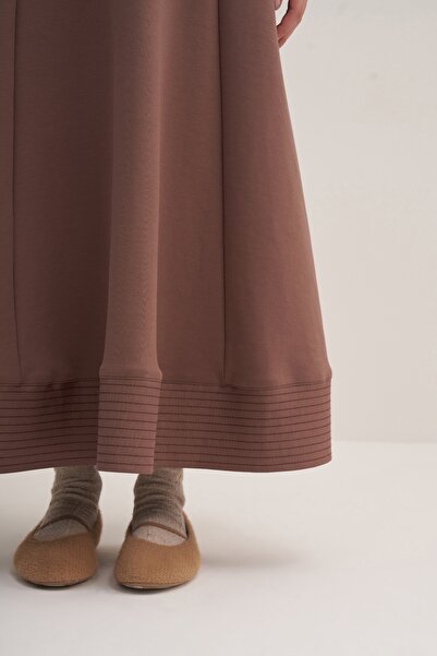 EBU Prive Γυναικεία φούστα σε χρώμα καφέ - Ατσάλινο πλεκτό, με βολάν