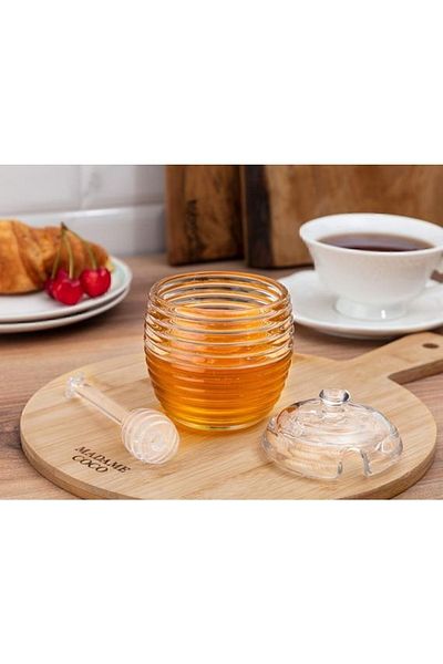 Paşabahçe Γυάλινο βάζο μελιού Madame Coco Lorenzo με κουτάλι - 240ml