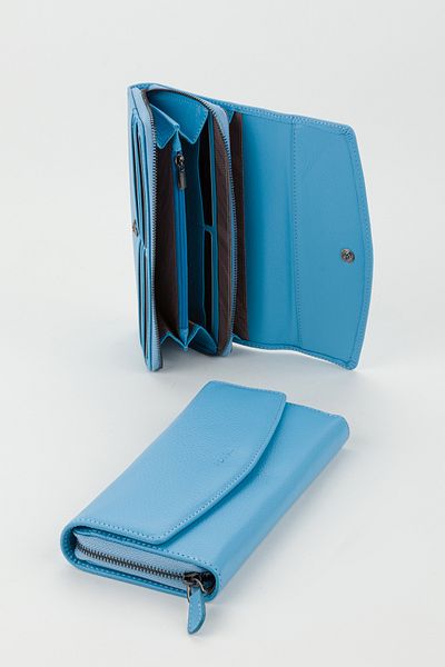Fossil Boxed Genuine Leather Sky Blue Large Size Women's Hand Portfolio Card Holder Wallet