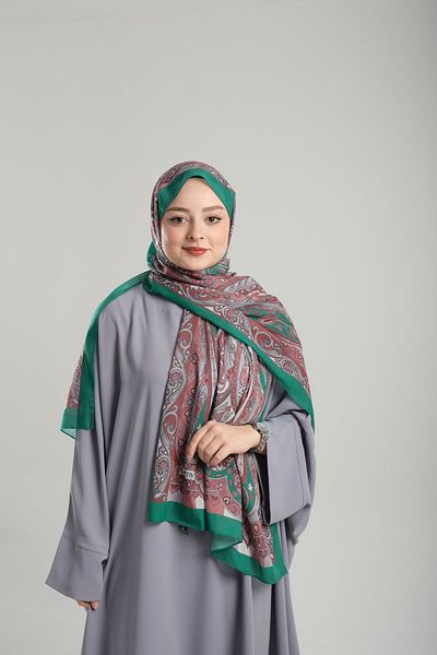Giverny Ethnic Digital Printed Cotton Shawl - Σμαραγδένιο σχέδιο, κομμένες ίνες 202122 _37