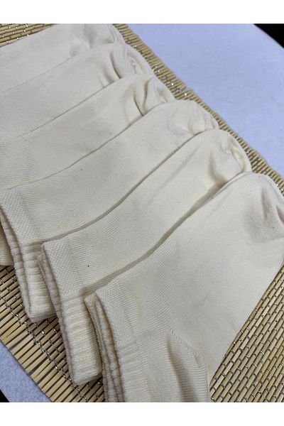 Leement socks Βαμβακερά Κοντά Μποτάκια Κάλτσες 6 Ζευγών Κρέμα