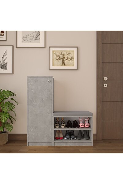 asratrend Asra Trend MDF Retro Taş Ayakkabılık - 6 Raflı, Puflu, Tek Kapaklı,...