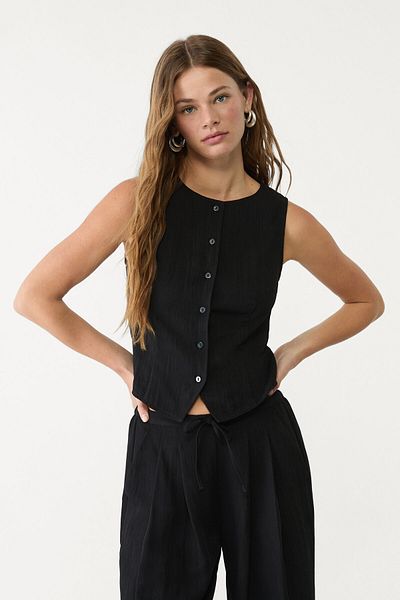Stradivarius Textured top with buttons