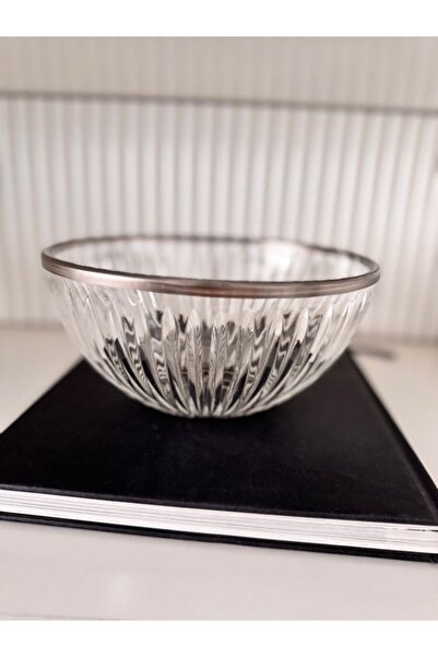 dekorasyon garajı Kristal Kesme Cam Salata Kasesi Dik Dekor Gümüş Yaldızlı