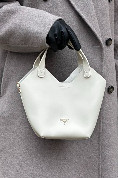 Mollycrush Geantă de mână, braț și umăr cu curea lungă, cu detaliu portofel ecru