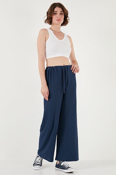 Lela Waist Tied Relaxed Fit Crinkle Fabric Trousers Pants 5869016
