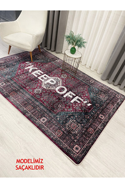 Brillant Pembe Renk Keep Off Saçaklı Lateks Taban Halı