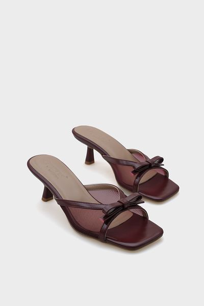Capone Outfitters Damenhausschuhe mit mittlerem Absatz und Netzschleife