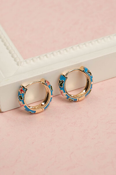 Jack Ferrero MİNELİ ÇİÇEKLİ RENKLİ KÜPE ÇELİK RENK ATMAZ GARANTİLİ