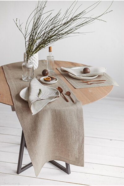 Linen Mood Premium Çuval Renk Linen Keten Runner 40 X 150cm