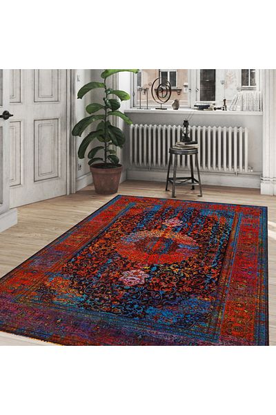 Homelux Ryno Rug, Rectangular, 152X230 Cm, Traditional, Blue, Burgundy, Yellow, Polyester