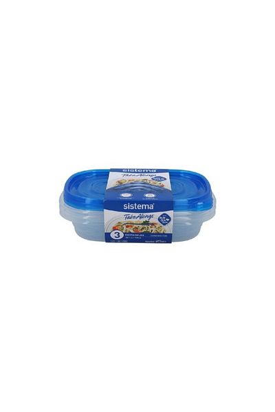 Sistema 3-Piece TakeAlongs Rectangular Food Container Set 950ml