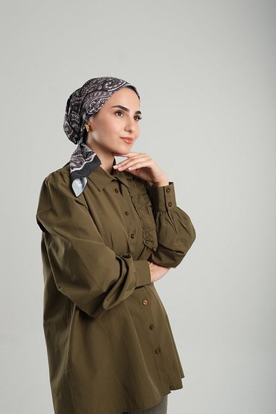 Giverny Ethnic Floral μοτίβο ανθρακί μπαμπού κασκόλ - Ψηφιακή εκτύπωση, 202202 _25