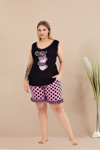 Lady Lingerie Set pijama pentru femei cu buline cu pantaloni scurți și maiou oversize