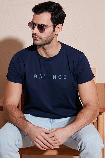 Buratti Мъжка памучна тениска с кръгло деколте Slim Fit - 541BALANCE