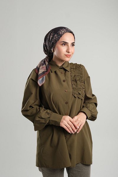 Giverny Ethnic Digital Printed Coffee Pattern Βαμβακερό κασκόλ - Cut Fiber 202207 _14