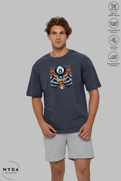 Nyda Collections Unisex Crew Neck Bulk Owl εμπριμέ βαμβακερό μπλουζάκι με κοντό μανίκι