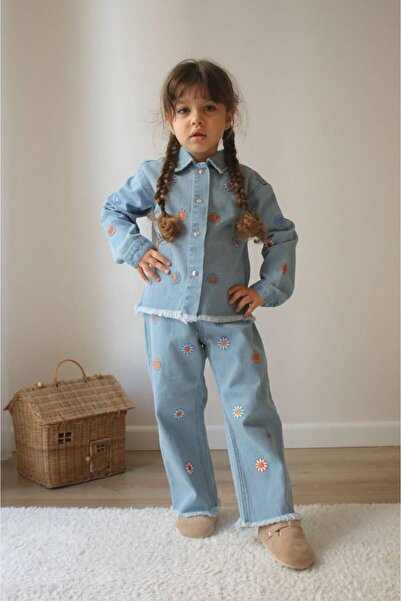Holly Kids Kız Çocuk Nakışlı Kot Takım