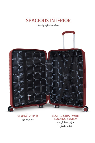 PARAJOHN Anti Theft Stylish PP 3 Pcs Trolley Set - Wine Red
