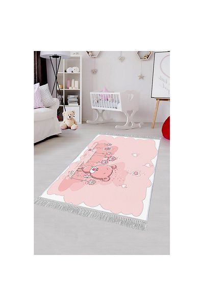 Homelux Children'S Rug Non-Slip, Rectangular, 120X180, Pink, White, Polyester