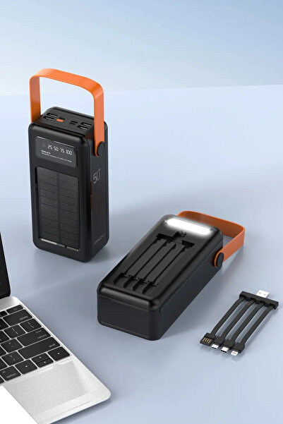 The Wlue 50000 MAh Powerbank LCD Göstergeli / Solar Güneş Enerjili / Işıklı H...