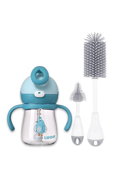 LUQU BABY LuQu Toddler Straw Cups, PPSU Sippy Cup with Weighted Straw and Silicone Brush