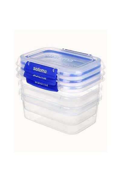 Sistema 3-Piece Leak-Proof Rectangular Klip It Plus Food Storage Container Set 1 Liter