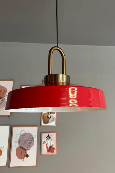 Bamyum Açe Kırmızı Eskitme Kilit Kafa Tekli Avize Retro Sarkıt Ofis Showroom ...