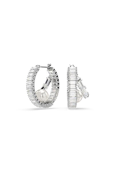 Swarovski 5720868 Swarovski Küpe Ss25 Capsule:Pe Prl Hoop Whı/Rhs