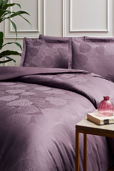 Özdilek Set cuvertură de pilota din satin jacquard cu frunze Özdişek