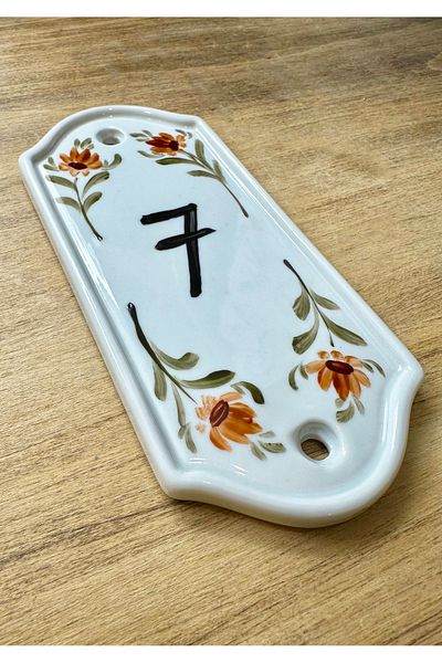 Karan Porselen Hand Painted Porcelain Door Number Holder (Written Number-Name)