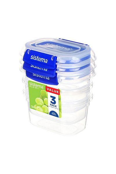 Sistema 3-Piece Leak-Proof Rectangular Klip It Plus Food Storage Container Set 400ml