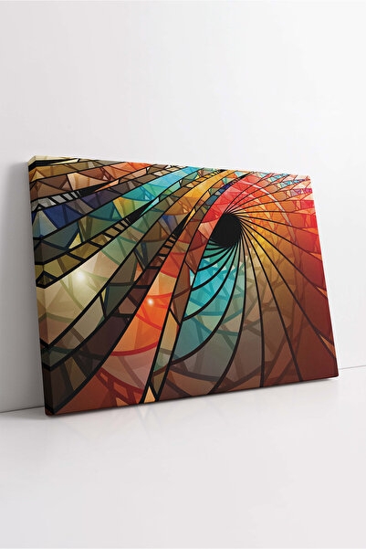 KOSS Dijital Modele spirale cu vitralii colorate, pictură decorativă abstractă pe pânză, decor de perete pentru biroul de acasă, hol, intrare