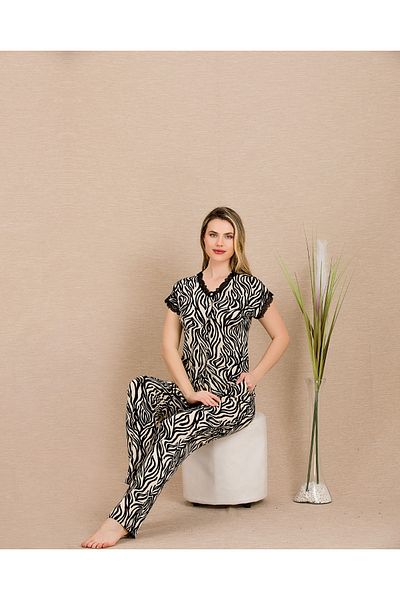 Lady Lingerie Γυναικείο σετ πιτζάμες με κοντό μανίκι V λαιμόκοψη