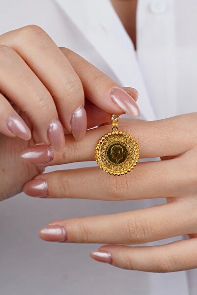 Güzide Kuyumcu Güzide 14 Ayar Altın Dorika Çerçeveli Çeyrek Kolye Ucu