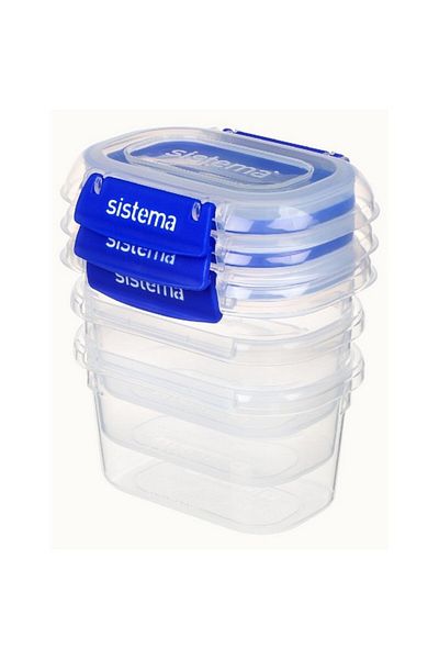 Sistema 3-Piece Leak-Proof Rectangular Klip It Plus Food Storage Container Set 400ml