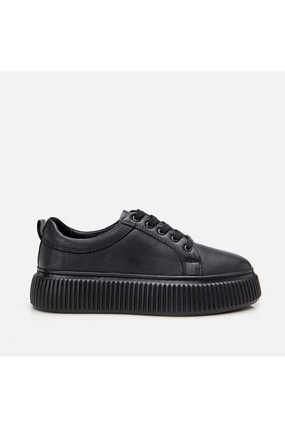 Hotiç Genuine Leather Black Women's Sports Shoes