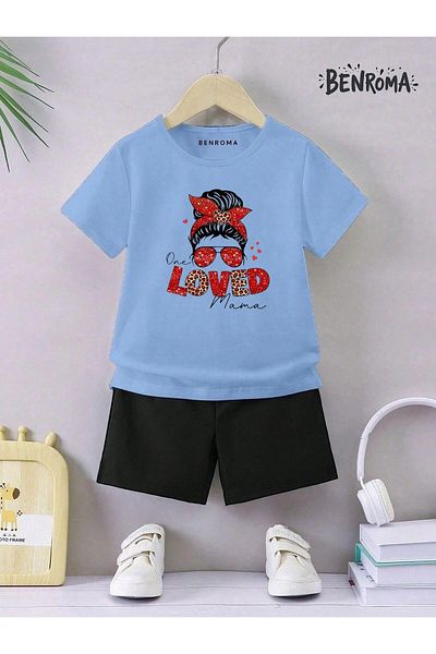 BENROMA Set pantaloni scurți unisex pentru copii - imprimat cu caractere